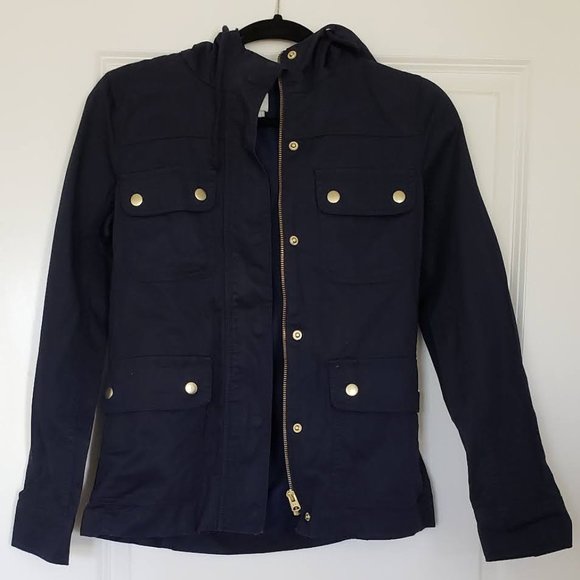 NWT J Crew Utility Jacket, XXS Navy - Picture 1 of 4